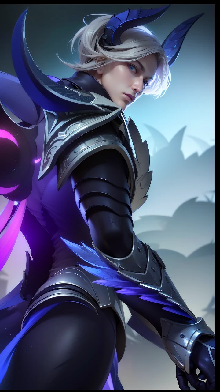 masculine male, masterpiece, ((perfect eyes)) best quality, (semirealism:1.9), beautiful lighting, (extremely detailed CG unity 4k fhd wallpaper), High Detail, Sharp focus, dramatic outdoors, 1 boy ,19 years old, white hair, light purpel eyes, smile.
