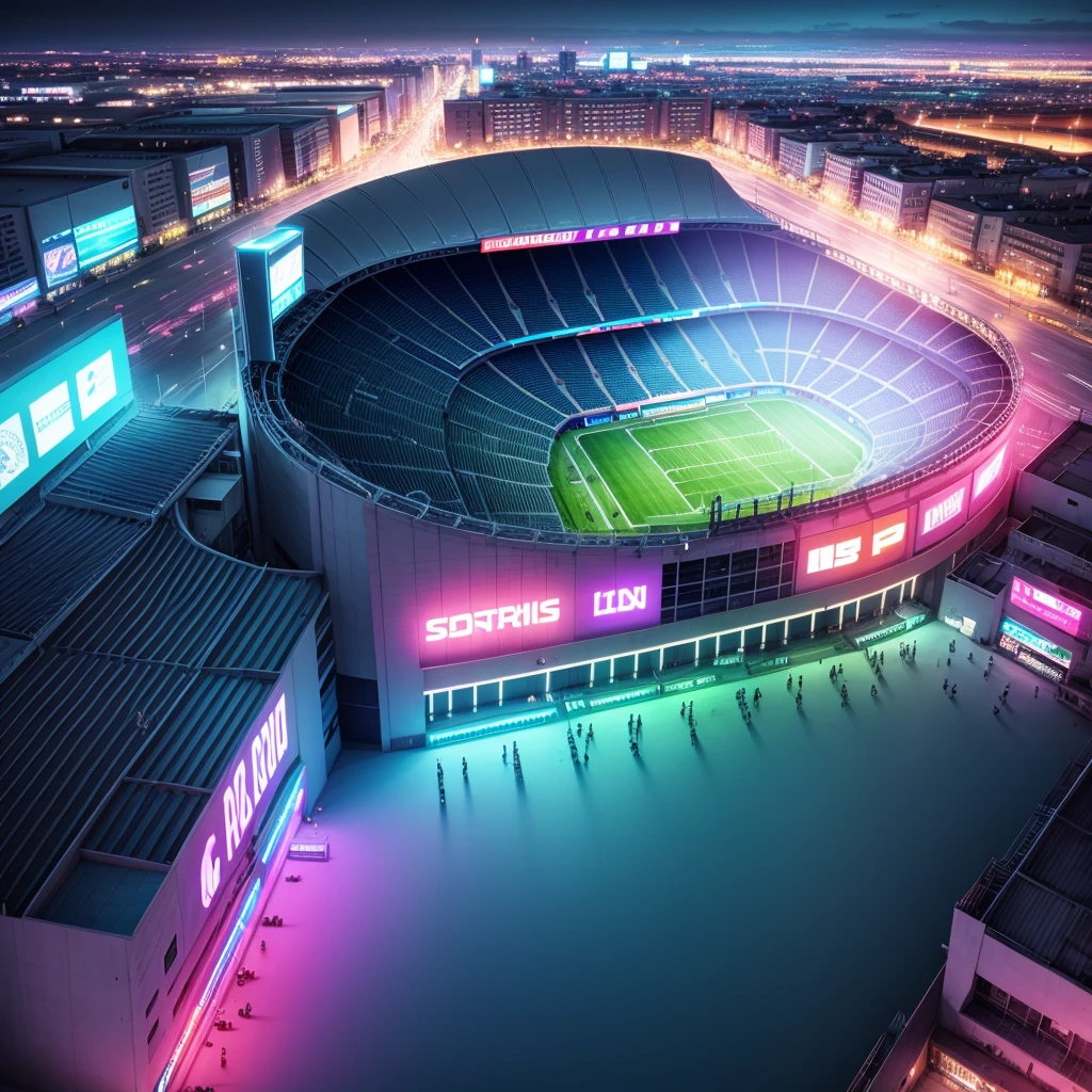 neon football stadium background ,colourful lighting