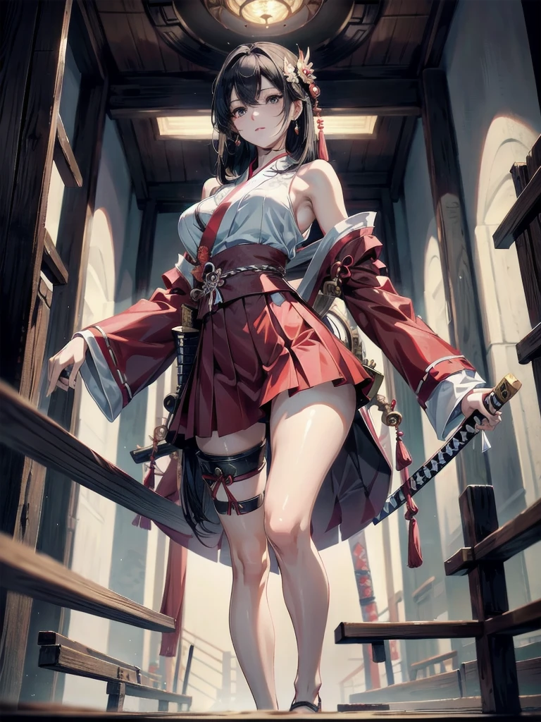 Top quality. Painting by Akihiko Yoshida. Illustration. Character design. Female. A world of swords and sorcery. Miniskirt. Lying down and legs open. --auto --s2