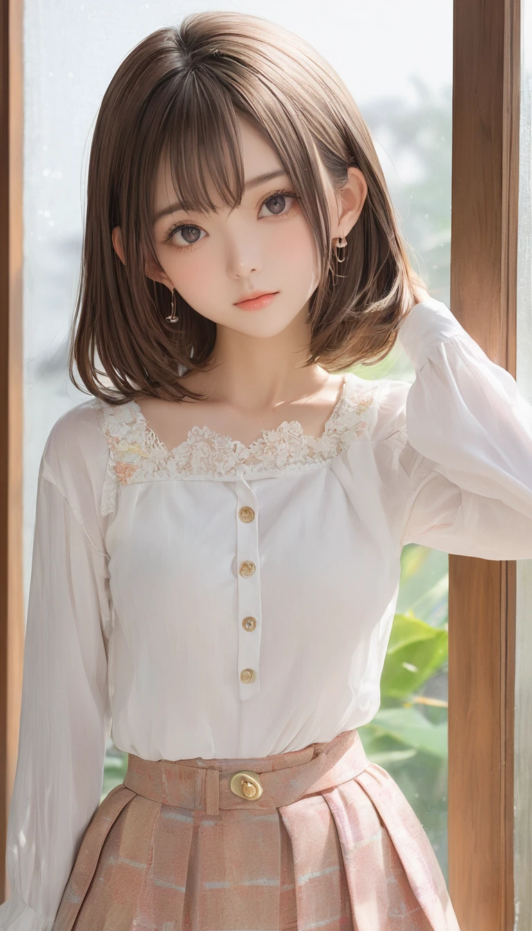 (masterpiece, Highest quality:1.2), One girl, alone,bony body、15 years old、Side lock hair