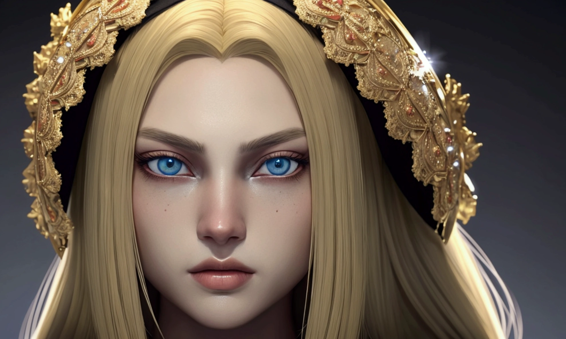 a beautiful empress portrait, blonde hair, perfect blue eyes, with a brilliant, impossible striking big Christmas headpiece, clothes Santa robes, everything Christmas, snow, symmetrical, dramatic studio lighting, rococo, baroque, greens, asian, hyperrealism, closeup, D&D, fantasy, intricate, elegant, highly detailed, digital painting, artstation, octane render, 8k, concept art, matte, sharp focus