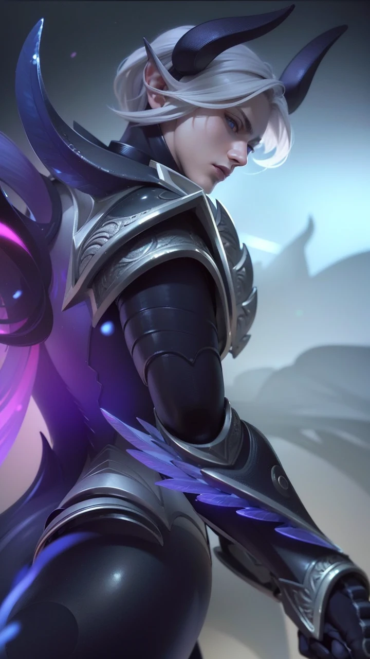 masculine male, masterpiece, ((perfect eyes)) best quality, (semirealism:1.9), beautiful lighting, (extremely detailed CG unity 4k fhd wallpaper), High Detail, Sharp focus, dramatic outdoors, 1 boy ,19 years old, white hair, light purpel eyes, smile.