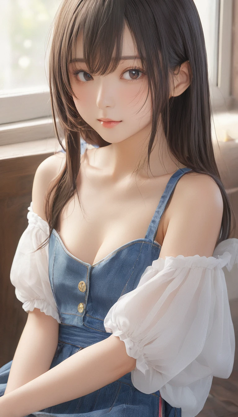 (masterpiece, Highest quality:1.2), One girl, alone,bony body、15 years old、Side lock hair