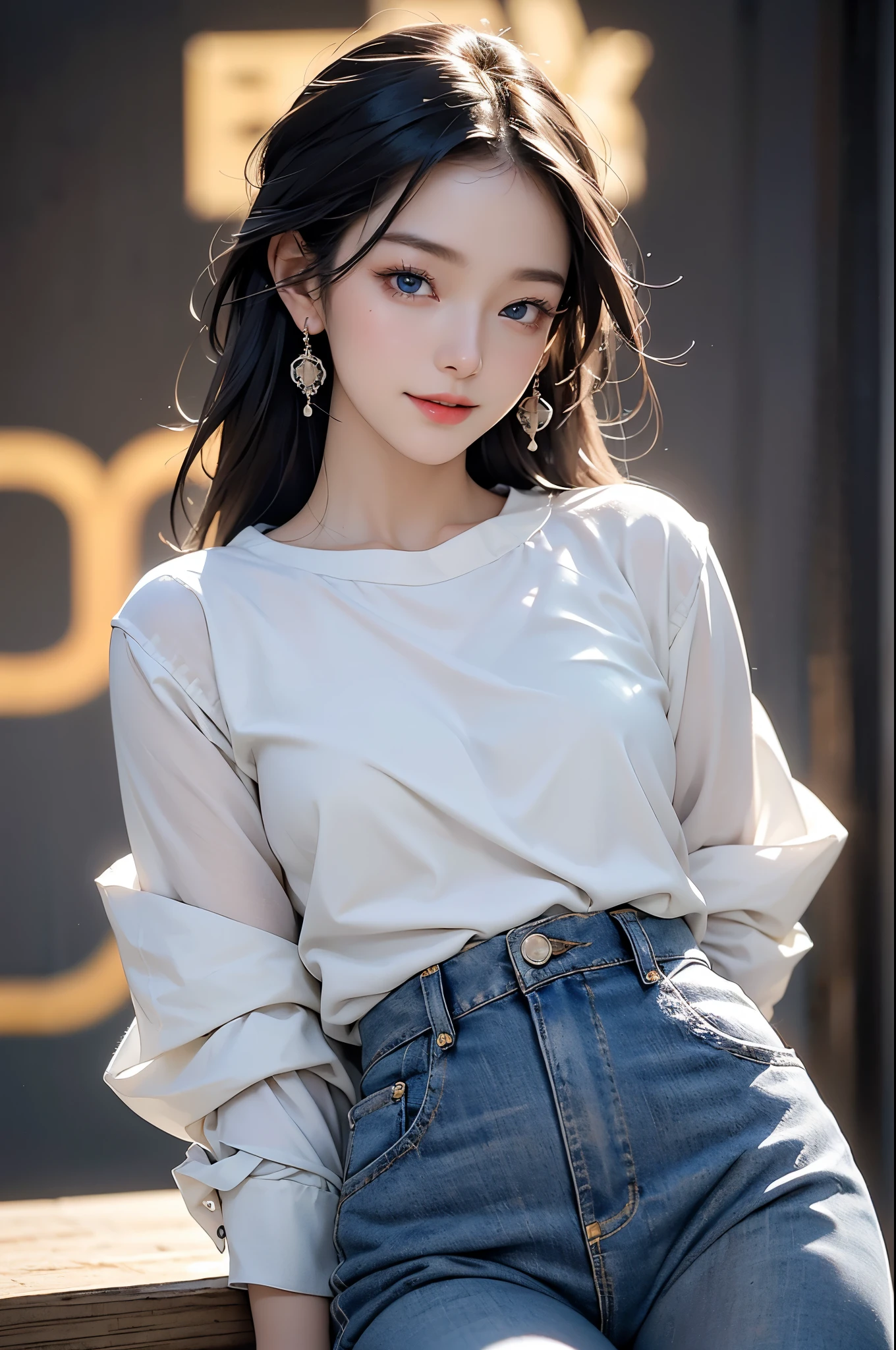 RAW photos, Beautifully, best quality, (Intricate details:1.3), Ultra Detail, rich and colorful, 8K Ultra HD, Film Grain, (Fuji XT3), (Reality:1.4), 1 girl,(irene1:1),whole body,Solitary,Extremely detailed face,Beautiful and delicate eyes,blue eyes.(
Carefully crafted:1.15),Smooth skin,Mature face, Popular hairstyle earrings,Black leather jacket ,White undershirt,Hot jeans,(Long legs:1.1),
There is light on the face,(Charming smile:1.05), Sexy,(Medium breasts:1), K-pop performance stage,
 (ulzzang-6500-v1.1:1),(Pure face_v1:1)