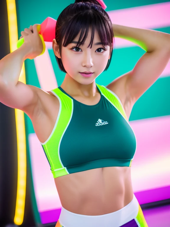 (yinchuan:1.5),, masterpiece, best quality, raw photo, photorealistic, big breasts, beautiful and perfect face, soft smile, girl 20 years old, workout gym, workout clothes, belly button look, crotch split stretch, short hair, depth of field, high resolution, ultra detail, fine detail, very detailed, very detailed eyes and face, sharp pupils, realistic pupils,
