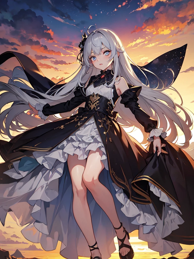 sketch (Character design sheet, same characters, whole body, Three-View, front, ~ ~ ~ ~ side, return),(Very bright:1.1), Sunset background, [1 Girl:7], (Tilt your head:1.2), ([sketch|watercolor \(Moderate\)]:1.15),Chaotic Abstractionな背景, Vector Trace, グラデーションブレンディング and whole body, Artistic elements add depth to the work. The overall atmosphere is creepy and nightmarish...., With a unique artistic touch. This movie is、The dark and crazy world of horror movies depicted in HD., Evoke visual stimuli and aesthetic sense, that will terrify and excite the audience....,watercolor画, （Lightless, Eyes without highlights, evil eye, An ugly person with white eyes, that&#39;Red eyeliner）,whole body絵, Wearing a maid outfit （Gradient braided hair, (Light purple hair), (Ink blotches:1.1), (pale:1.2),(Light purple:1.2),(Light green:1.2)　Adult features,expensive, Wearing black tights,Green Eyes, The skin is hidden　and maid, The background is a dark and desolate landscape, Horror movie atmosphere. Her figure is very beautiful, Emphasizing the dark and crazy elements. Skillfully expressing the effects of light and shadow, detailed, The face and expression of the black costume are also carefully drawn....,sketch (Character design sheet, same characters, whole body, Three-View, front, ~ ~ ~ ~ side, return) 1 female, Nervous,Cowboy Shot,,(Very bright:1.1), White Background, [1 Girl:7], (Tilt your head:1.2), ([sketch|watercolor \(Moderate\)]:1.15),Chaotic Abstraction