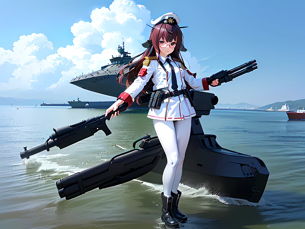 battleship Yamato as an anime girl, wearing skirt, real size