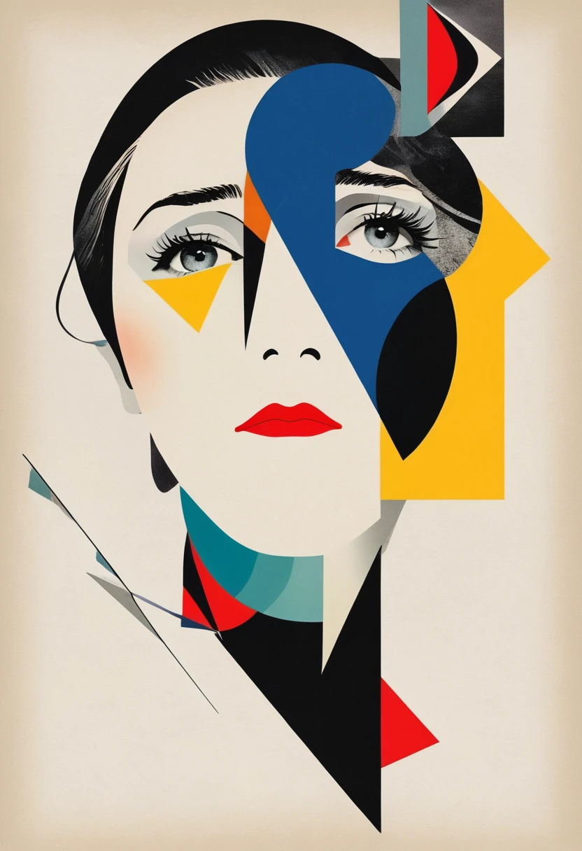 Man Ray：dadaist。Minimalist geometry，multi-layered collage，Vector portrait，Geometric Dislocation，Collage，Artistic sense