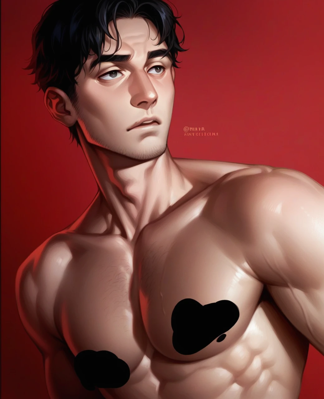 beautiful man, male beauty, muscled body, manly body, manly face, cat eyes, intimidating eyes, manly lips, HD quality, digital art