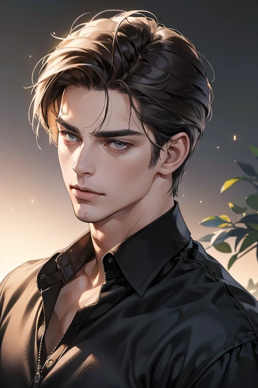 (Best quality,4K,8K,a high resolution,masterpiece:1.2),ultra detailed,(realistic,photorealistic,photo-realistic:1.37),39 year old man,Beautiful anime,portraits,strong,masculine,dark hair,Sharp jawline,Mesmerizing eyes,Perfectly styled hair,confident expression,bright colors,dynamic lighting,Brown eyes,(Black T-shirt),(dark skin),((mature man, man 40 years old)), (square jaw)
