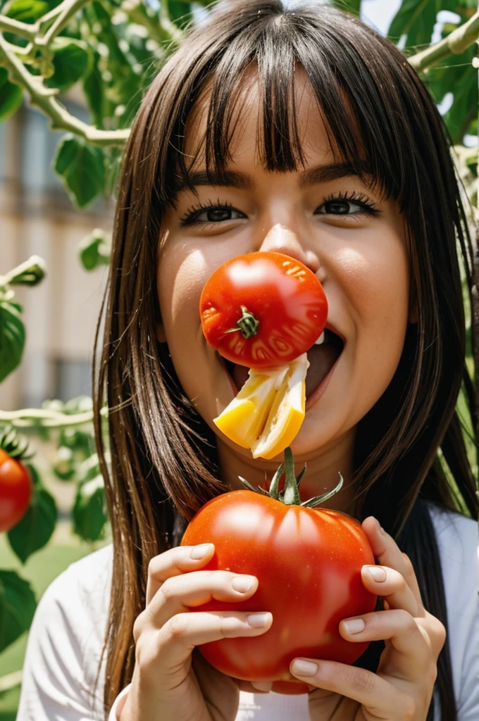 A picci eating tomato