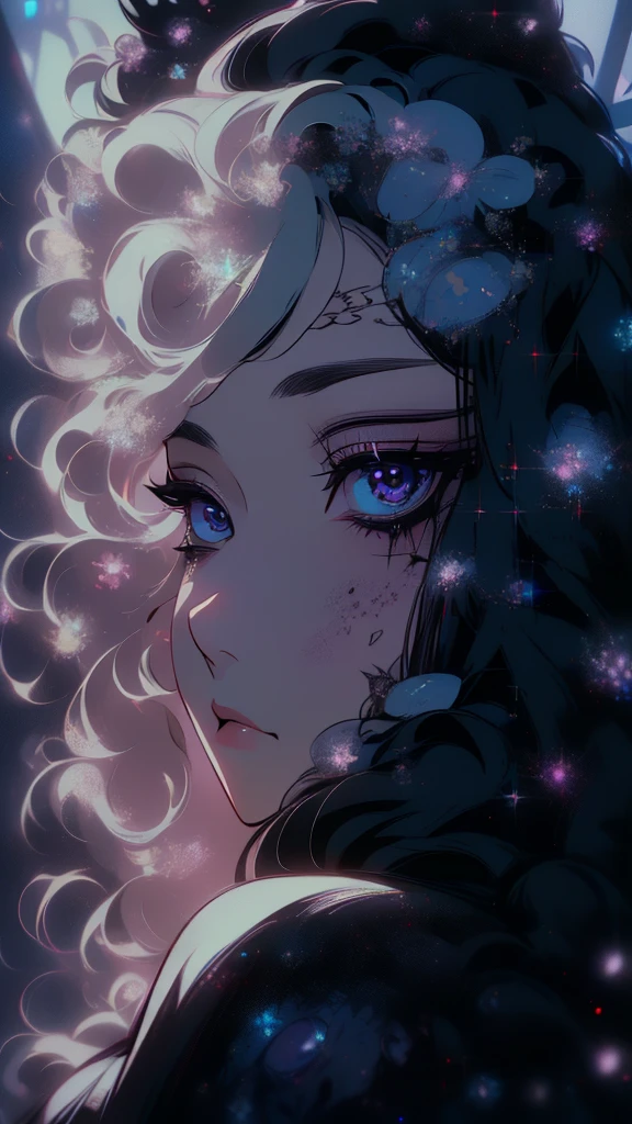 { - anatomy error}, (Masterpiece - Ultra-detailed, very high resolution), moonlight, hyper-realistic of a mysterious woman with flowing black hair, piercing opal eyes, and a delicate floral crown, delicate smile, backwards, looking back, with chin on shoulder, whole body, (perfect face), (detailed face)