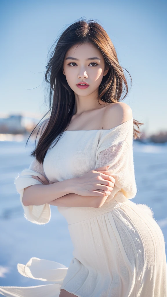 (((Best image quality、best quality、32K hours、Stock symbol、Original photo 1.2、The image is very clear、The image is very clear quality、Realistic 1.3、Super photography，best quality，)))、 winter，Beautiful 20&#39;Shoulder-length sweater，Lace pantyhose, White top and bottoms, random color，Long sweater，climax、、I feel good、Raw photo with both Close your eyes, Cute face、Body、Female Love、1 Camisole、look up、Plus-size models、feel ecstasy、Close your eyes、Deeply saddened、sad、空をlook up、open mouth、Scream、 Written border depth，Real Lighting，Ray Tracing，OC Renderer，UE5 Renderer，masterpiece，Correct anatomy.Put your hands on your crotch 1.5、I feel deeply、Lie down 1.5、Supine position 1.3