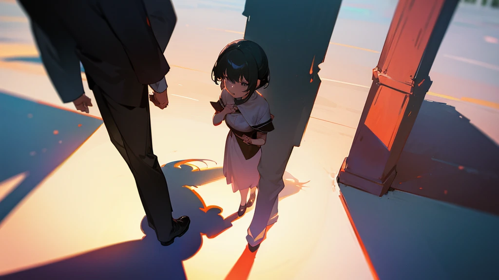 Shadows of a man and woman gazing at each other