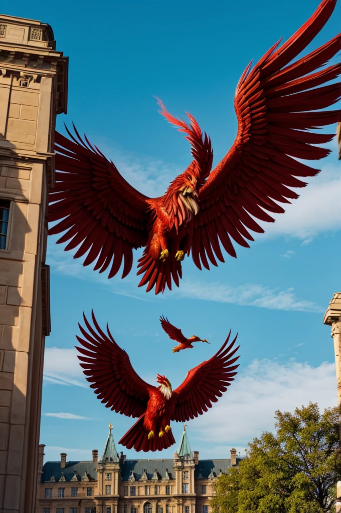 Book cover of a red phoenix flying next to a royal castle