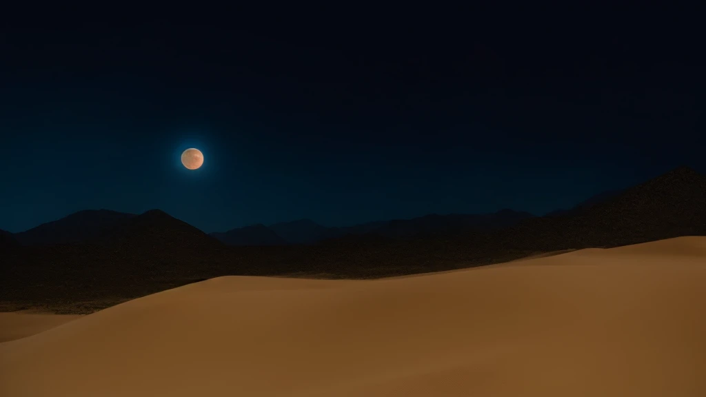 Pitch Black Night、desert、full moon、masterpiece、Highest quality、photograph、Realistic、8K,