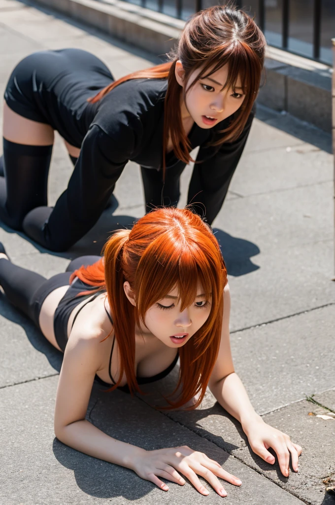 Asuka Langley on all fours blowjob