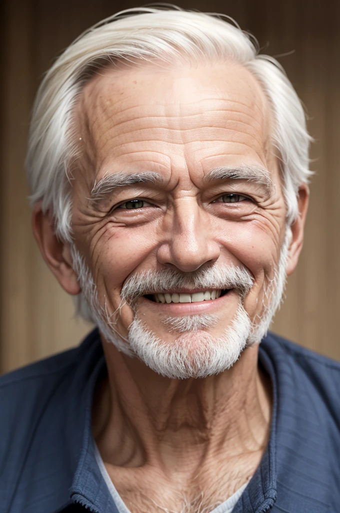 thin, smiling, detailed, elderly man, no beard
