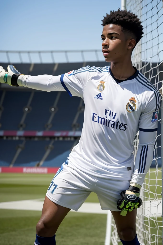 15-year-old black boy who plays professionally as a goalkeeper for Real Madrid