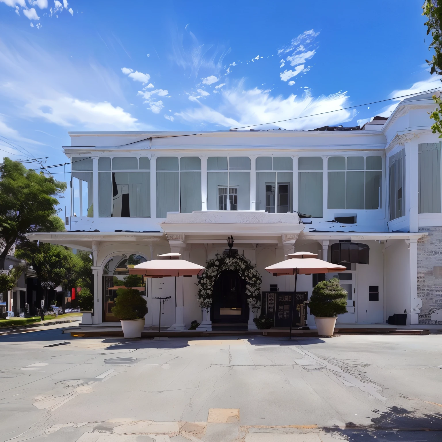 EXTERIOR RENOVATION, CLASSIC ARCHITECTURE, WEDDING RESTAURANT, WHITE WALLS, BEAUTIFUL ENTRANCE HALL