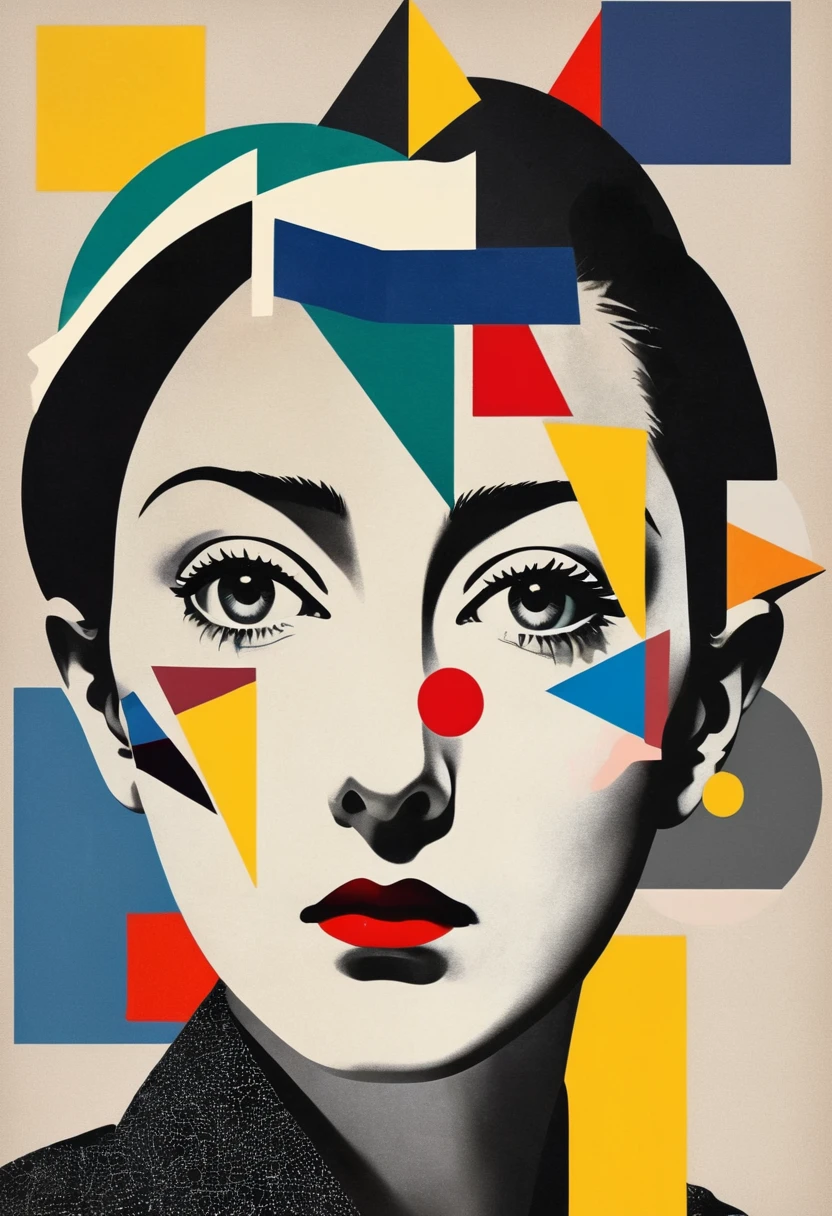 Man Ray:dadaist。Minimalist geometry,multi-layered collage,Vector portrait,Geometric Dislocation,Collage,Artistic sense,Painting,paint