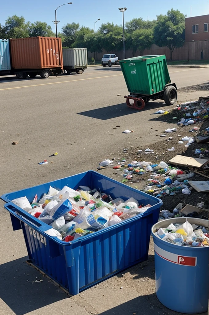People throwing garbage in containers