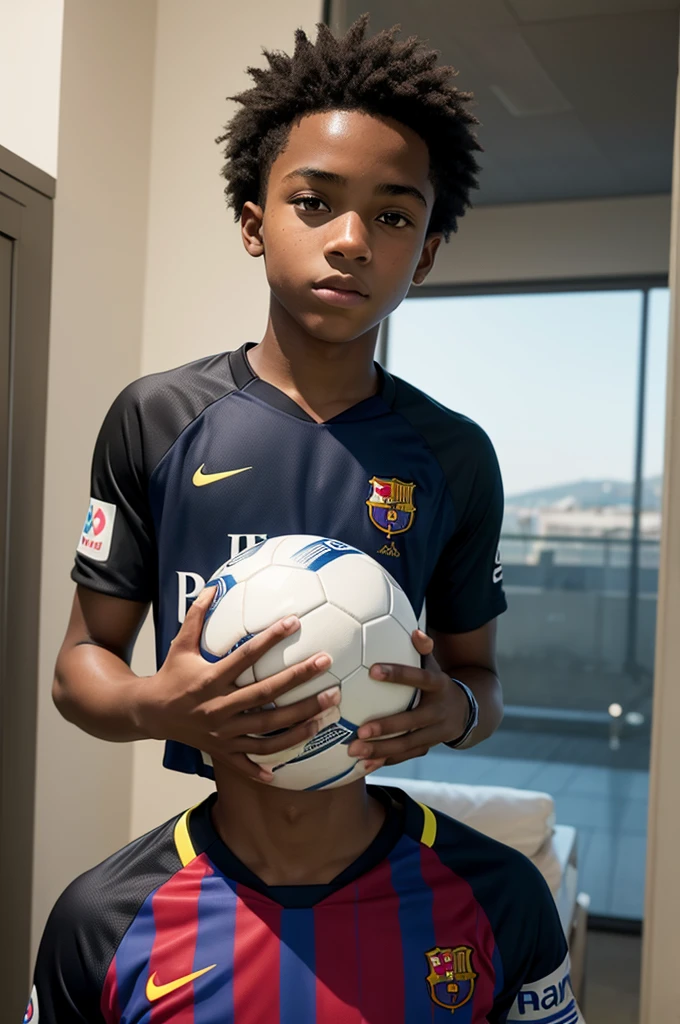 15-year-old black boy who plays professionally as a goalkeeper at Barcelona