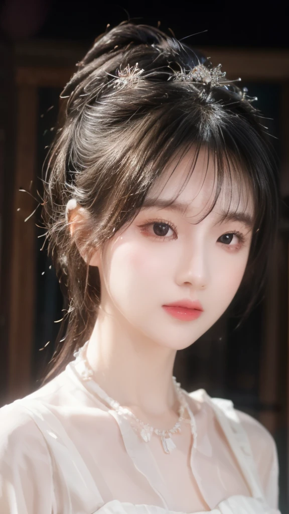 best quality, masterpiece, high resolution, 1 girl,Pink China Gown, Hair accessories, necklace, Jewelry, Pretty Face, Body, Tyndall effect, Practical, Shadow Studio, Edge lighting, Two-color lighting, (High Detail Skin: 1.2), 8K UHD, SLR camera, Soft Light, high quality, Volumetric Light, , photo, high resolution, 4K, 8K, Background blur,