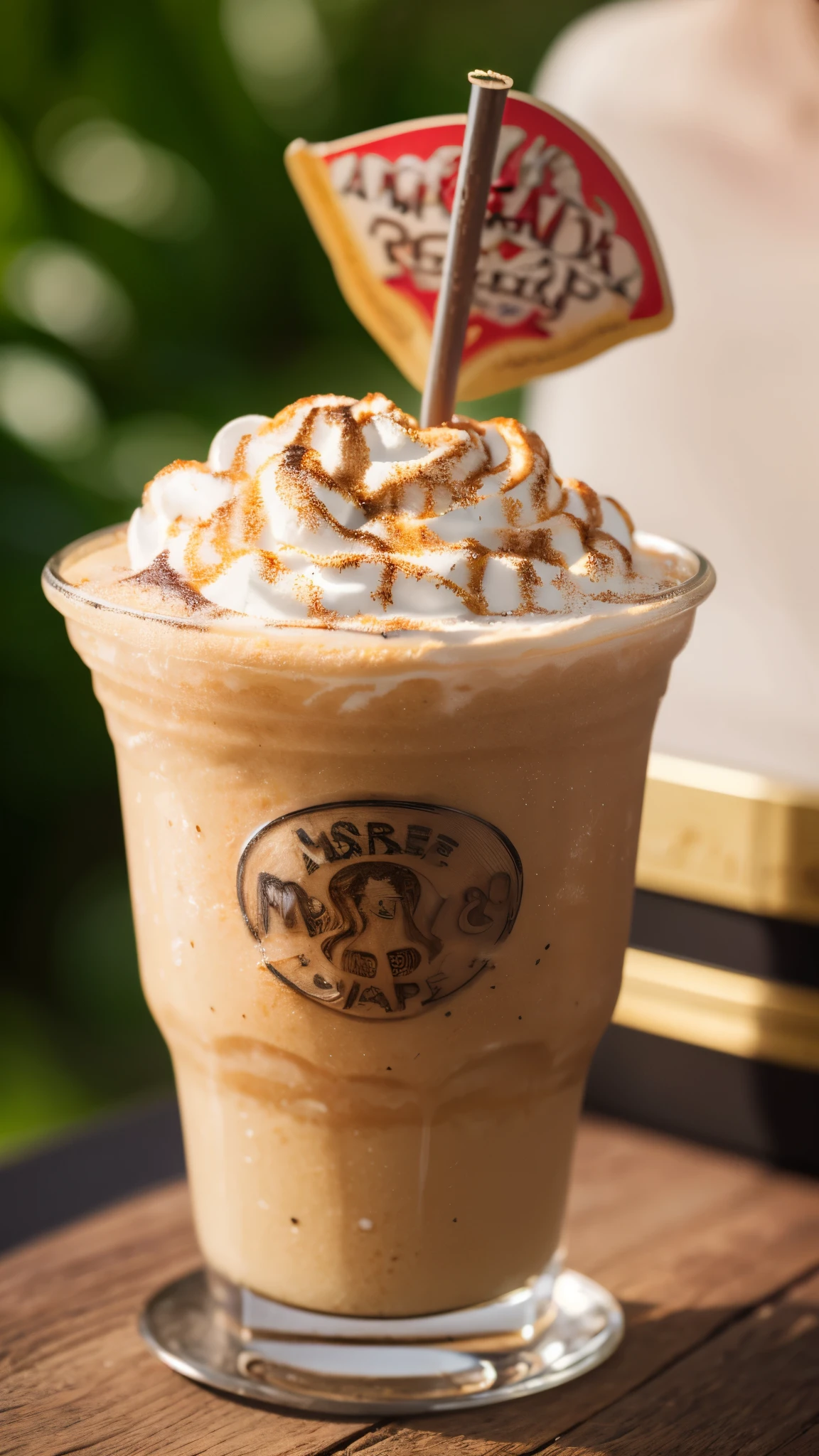 (masterpiece:1.2),(Highest quality),(Super detailed),(High resolution),(Highest quality),(RAW Photos:1.3),(Photorealistic:1.3),8K,wallpaper,Fictional Food,Mixed Fruit Frappuccino,A stylish table,Promotional photos