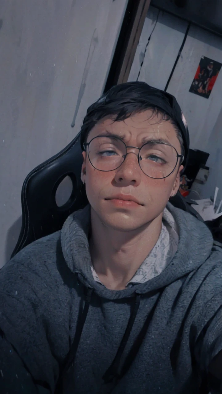 close up, face, smiling, highest  quality, 8K, high resolution image, Jujutsu Kaisen estilo anime , Arataki Itto, Detailed strokes, nblurry background,  purple light reflecting on it , (close up angle), 1 men, Youngh, mascle, role model, front with hand in pants pocket , multicolored background with various geometric shapes , round stickers, brawny, red and white hair, swollen chest, wearing a tight shirt  , striking eyes , with the shirt, swollen chest