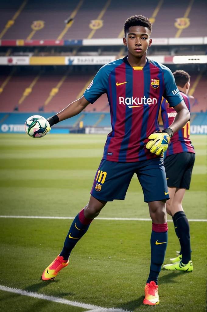 -yeld bl boy who plays on the professional field as a goalkeeper at Barcelona