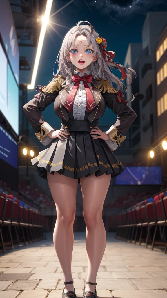 9City Alisa,
(night:1.7), 1 girl standing at attention, 22 years,Young women,beautiful Finger, beautiful long legs ,beautiful body ,beautiful Nose ,beautiful character design, Perfect eyes, perfect Face,
There is an anime girl., 1 girl, thigh, Solitary, (Very short skirt:1.4), blue eyes, old, Black skirt ,elegant , stocking (Short skirt) , Neckline, bow, Hands on Hips, Face红, black thigh, bowtie, in, 棕色shoe子, Absolutely great opportunity, 莫卡辛shoe, shoe, large old, Looking at the audience ,Take half the distance, Close-up of open mouth, thigh,
Looking at the audience, Smile, Greetings to the audience, In the center of the image, Fondo de pantalla CG unity 8K extremadamente detallado, Perfect lighting,Gorgeous, bright_forehead_Face_Light Artwork:1.0),(better one_quality:1.0), ultra high resolution,4K,Ultra Detailed,
photography, 8K, HDR, high resolution, absurd:1.2, End Portrait, Film Grain, Blurred background, Bokeh:1.2, lens flare, (energetic_color:1.2)
, (beautiful_Face:1.5),(narrow_waist), (beautiful,huge_old:1.3)