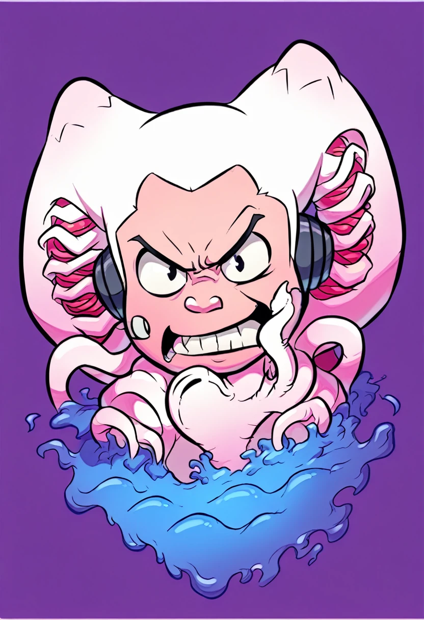 a white octopus with a blue and purple background, ctHulHu squid, alien squid, leviathan cthulhu squid, squid attack, very angry squid, Cthulu, portrait of a squid wizard, Tentacles in the universe, vivid tentacles, mix of creatures with tentacles, cyborg octopus, Foto de Cthulhu, cute cthulhu, estilo HP Lovecraft, Squid-like aliens, Cthulu portrait