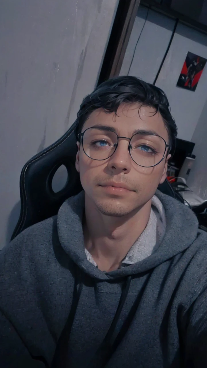(best quality,4k,8k,highres,masterpiece:1.2),ultra-detailed,(realistic,photorealistic,photo-realistic:1.37),1 man,31 years old,mature man,very handsome,without expression,smile,short grey black hair,blue eyes,penetrating gaze,perfect face without errors,imposing posture,businessman,office background,cinematic lighting,hdr image