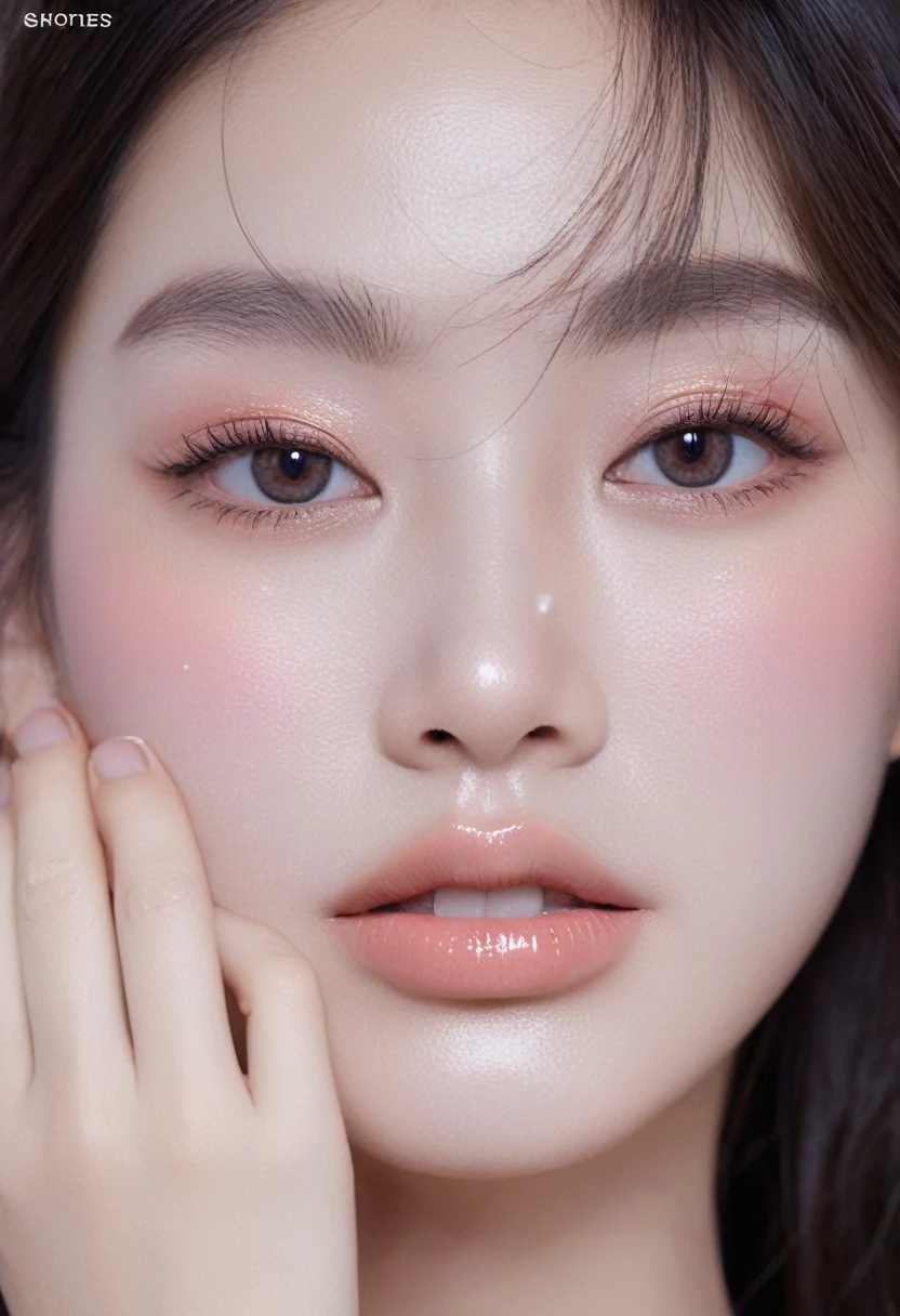 ultra wide shoot, front photo, elegant woman, (Photorealsitic)、(intricate detailes:1.2)、(​masterpiece、:1.3)、beauty face, (top-quality:1.4)、(超A high resolution:1.2)、超A high resolution、(A detailed eye)、(detailed facial features), ((Realistic lighting、top-quality、8K、natural light, ​masterpiece:1.3))、bright photo, Clear focus:1.2、1girl in、flawless beauty:1.4、Superfine Face、big Narrow-eyed、double eyelid、photos realistic, perfect eyes, perfect skin, detailed skin, detailed face, looking viewer, front view, potrait, raw photo, simple soft pink background, (intricate detailed skin textured:1.4) front view, looking viewer, clear face,  1 girl、porate、Bright and very beautiful face、beautiful girl, A stunning close-up portrait showcasing the beauty of a Korean model. The composition features soft, natural lighting , bright eyes, and striking cheekbones. Her glossy,  The background is simply black background, smile,  wear sweetshirt, neat hair, long hair, instagram model, profil picture, bright and natural