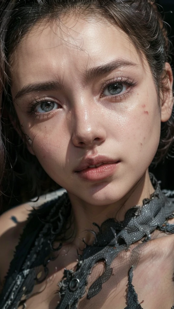 (1 girl:1.3), standing alone, (((Very face detailed)))), ((very detailed eyes and face)))), Olhos comelys e detalhados, Body parts__, offcial art, 8k unified wallpaper, super verbose, comely and comely, comely, work of art, best qualityer, original, work of art, super fine photo, best qualityer, Super high resolution, realistic realism, lighting sun, full - length portrait, wonderful beauty, dynamic pose, 精致的面容, vibrant eyes, (from the front), she wears Spider-Man suit, esquema de cores vermelho e preto, Spiderwomam, fundo de rooftop de cidade muito detalhado, rooftop, overlooking the city, face detailed, detailed complex busy background, messy, marvelous, White milk, highly detailed skin, realistic skin details, visible pores, Focus Clear, Volumetric fog, 8k hd, dslr, high qualiy, Film grain, skin fair, photographic realism, Lomography, futuristic dystopian megalopolis, translucent , INFO