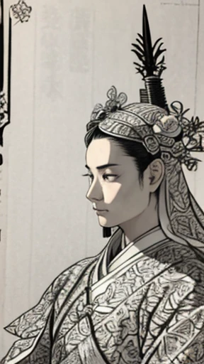 （（（Monochrome））、（（Men in ancient China））、、Highest quality、masterpiece、Ultra-high resolution、(Realistic:1.4)、Game Poster、Three Kingdoman with a beard,Oriental、Three Kingdoms演義に見られるように々military commander、Crisp and beautiful image quality、、whole body ,(Metal Armor, metal dragon head on the shoulder, Holding a sword, (Skin of color, ), (Metal Armor with intricate pattern:1.2), gloves, Long trousers, (Very detailed, bloom:1.5), (Highest quality, Concept Art, 4K), (analog:1.2), (high sharpness), (Detailed pupil:1.1),, Detailed face and eyes, masterpiece, Highest quality, (Very detailed:1.1), 8K, photoRealistic, (PurerosFace_v1:0.2), [:(Detailed face:1.2):0.2], sharp, Realistic, Realistic Shadow, 