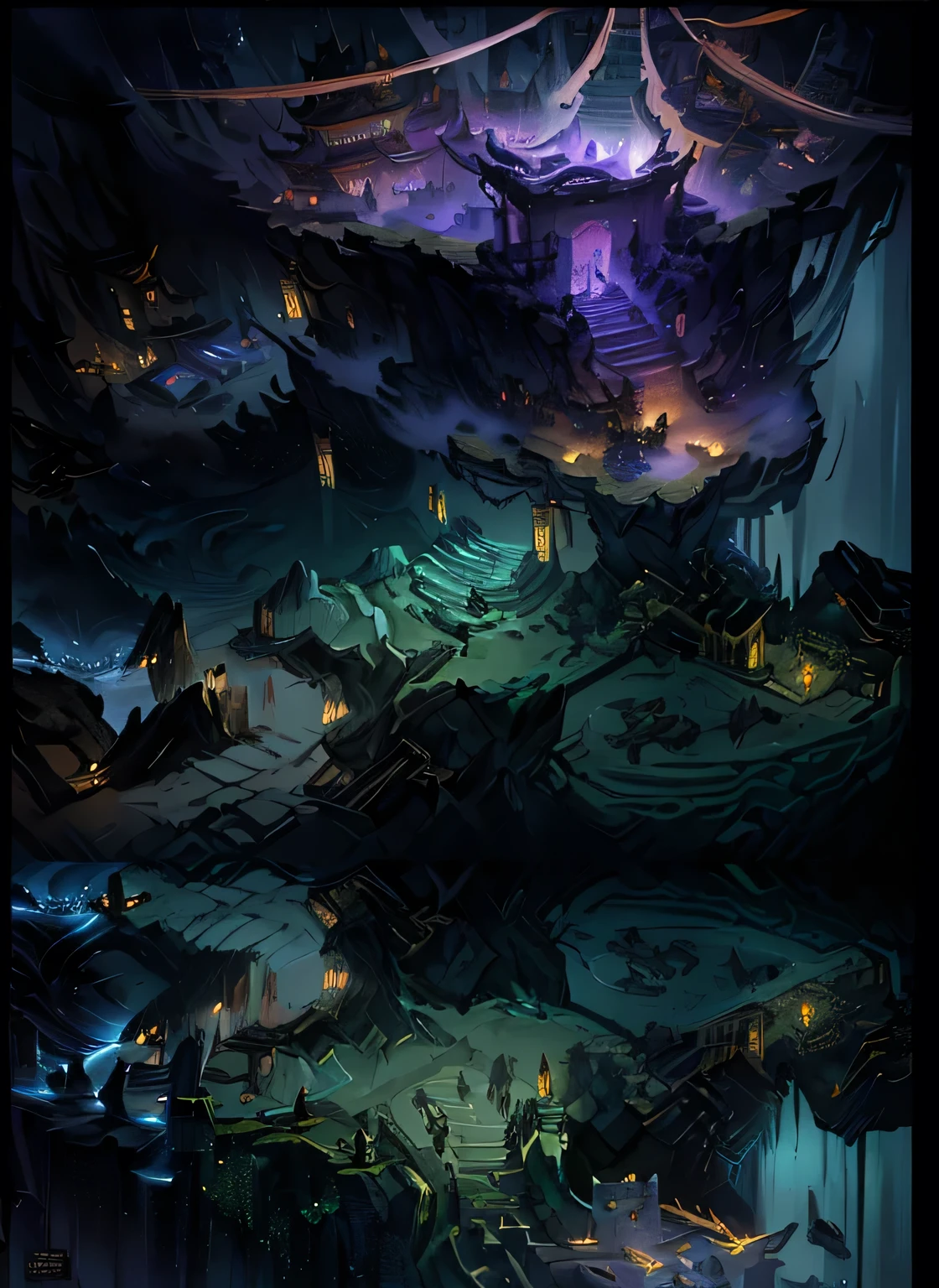 (masterpiece, Top quality, best quality, Official Art, beautiful and aesthetic:1.2),Chinese oriental mystery, A dark and mysterious underground cave,Full of relics、Stone Altar、Torch lighting and vine-covered stonework and walls,The top floor has a stone coffin, magical fantasy 2 d Concept Art, Detailed digital 2D fantasy art, luminescent Concept Art, intricate and epic Concept Art, painted as a game Concept Art, dark Concept Art, Isometric Game Art, Detailed game art, ultra Detailed game art, Concept Art, Concept ArtUHD, high quality, Extremely detailed, Official Art, 8k wallpaper, Super Detail, 32k --