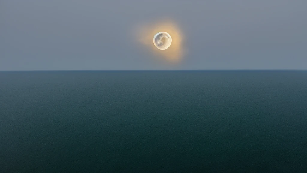 full moon、Quiet Sea、Pitch Black Night、masterpiece、Highest quality、photograph、Realistic、8K,