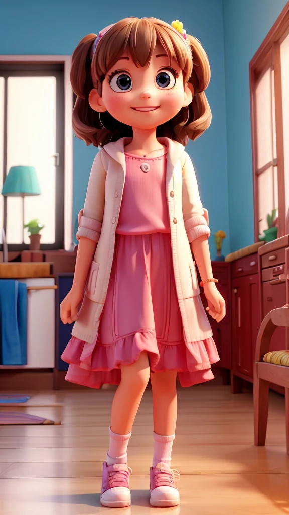 3D 1 person　whole body　A girl full of happiness　Inside the house　Pop and bright　