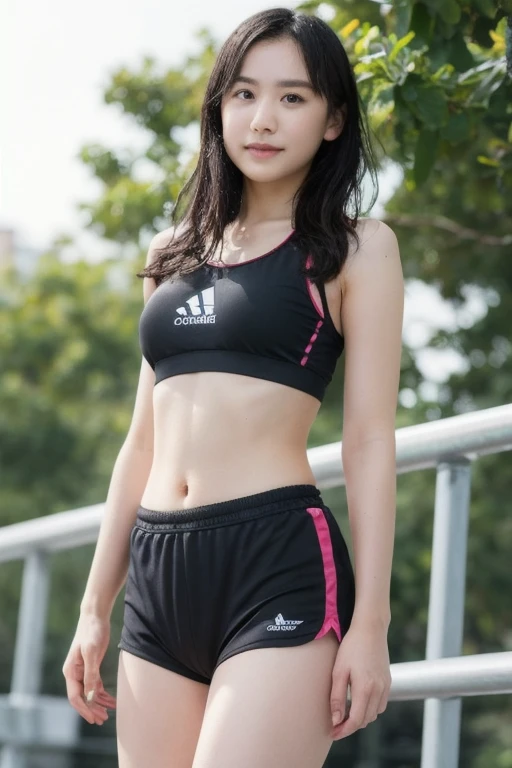 rain,暴風rainの中,Soaking wet,(My hair is soaking wet),Water dripping from the forehead,,((Photograph from head to thigh)),Crucifixion,(Thin wet gym clothes),looking at the camera,Half-open mouth,masterpiece、fine 目、Puffy eyes、Seductive look、Highest quality, 超High resolution, (reality: 1.4), Cinema Lighting、(超reality的な解剖学)、(High resolution)、(8K)、(Very detailed)、(Very detailedな)、 Detailed face、Bright lighting、Professional Lighting、reality的な肌質、Beautiful small breasts、Detailed navel、Beautiful thighs、Small Ass、Spread your legs、Natural body、