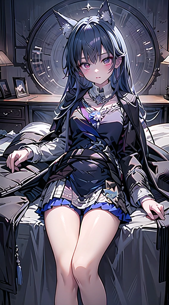 Ekaville, masterpiece, best quality, , weak, looking at the audience, glossy skin, delicate eyes, delicate face, realistic eyes, realistic face, bedroom, erect penis, style - Scottish short skirt,large breasts