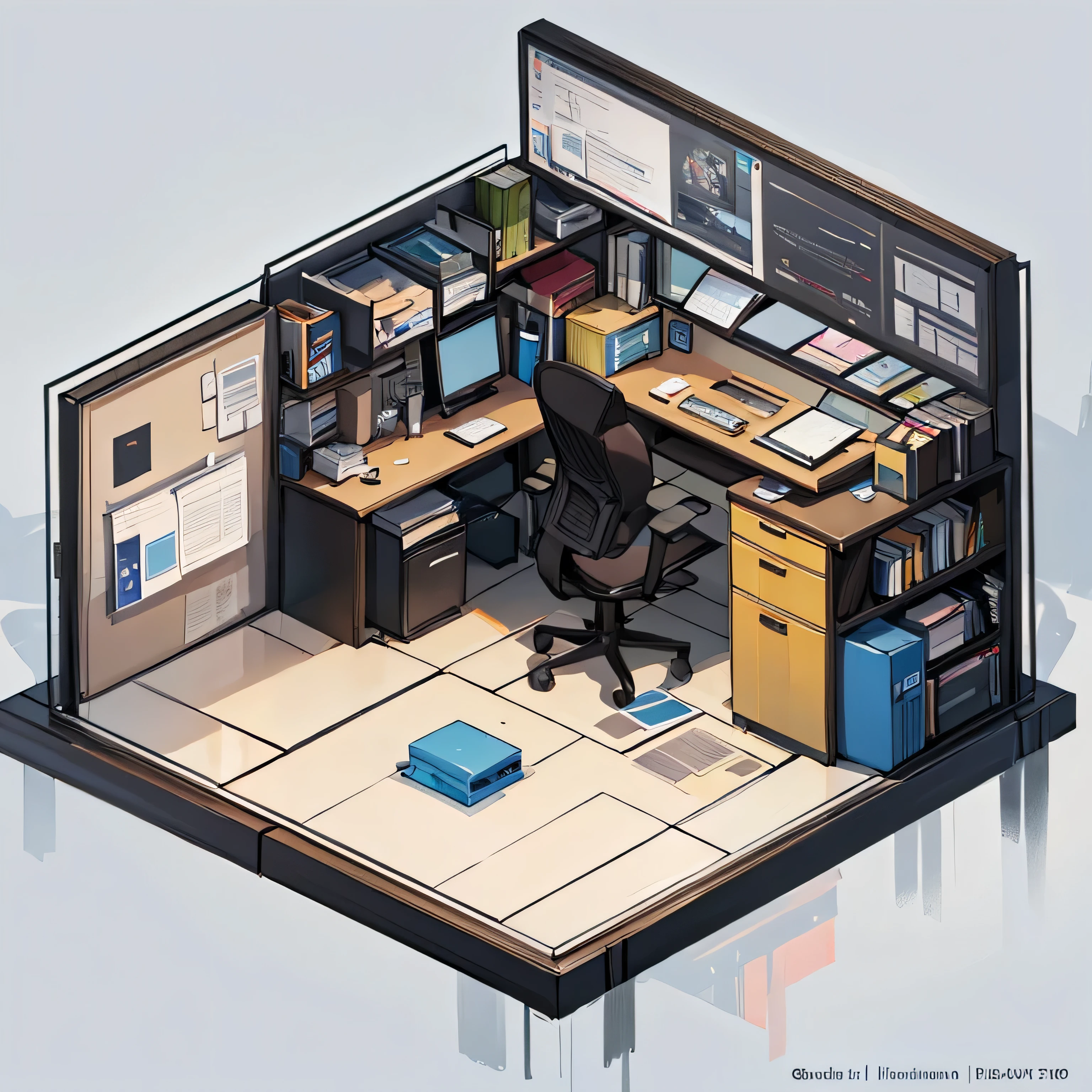 Quality first, Masterpiece in detail, Rich details, Isometric 8k, An Office, No People, Rich in color