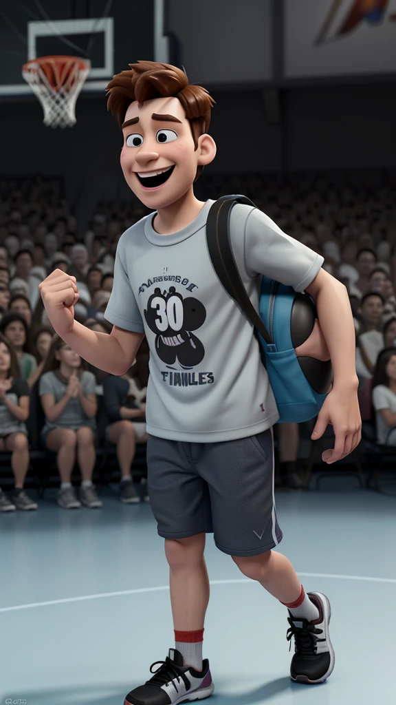 Prompts
Copy
Cartoon boy with backpack and basketball in front of a crowd, 3D animated film, animation film, pixar 3 d animation style, pixar renderman rendering, Maia 8 mil, animated film, Disney Pixar Estilo 3D, brincando com um sorriso no rosto e correndo em uma quadra, In another photo, the same boy hugs a teacher