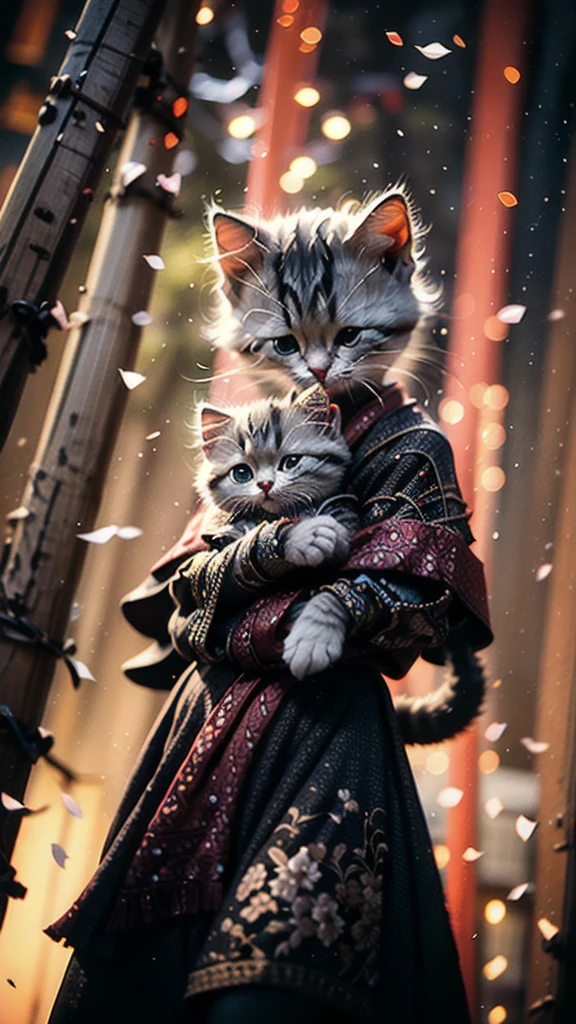 Highest quality, masterpiece, Ultra-high resolution, RAW Photos, beautifully、beautiful,Deep Shadow, Dark Theme,(Realistic:1.4), ((Soft lighting, Dim Light, Dark Scene, night):1.4)
White kitten, Hanfu, Holding a sword, Cyberpunk City, Neon Light,
Graceful posture, An exciting atmosphere, A magnetic being, Sophisticated Seduction, A fascinating mystery,
Intricate Zentangle Patterns, One Woman, Incredible level of detail, generously given, Impressive viewpoint, a chaotic masterpiece, Elegantly poised, Vibrant color palette, ((Outdoor)), Inspired by futuristic architecture