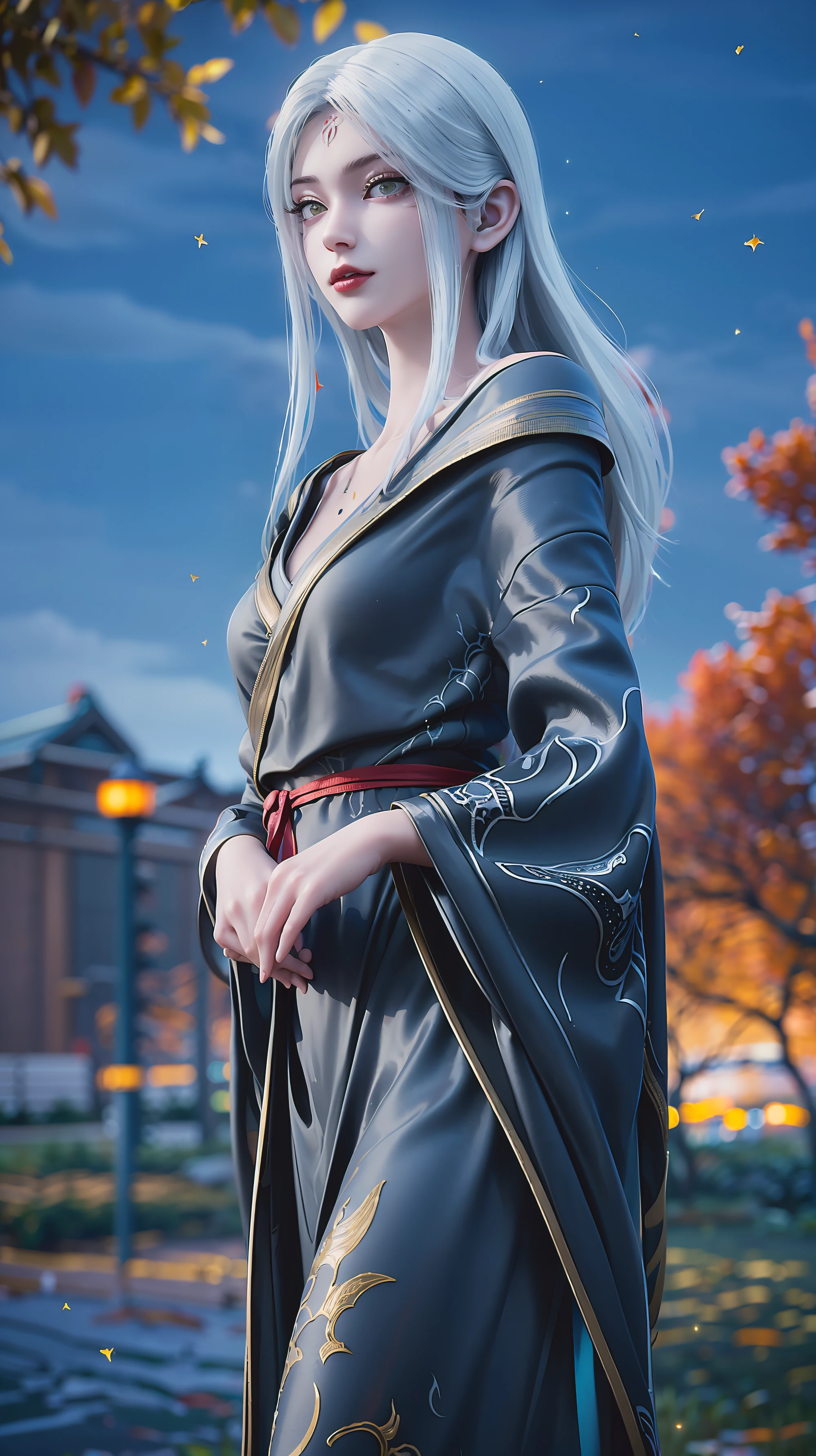 ((best quality, 8K, masterpiece: 1.3)), 1 Girl, Foxy Slim,9 types of syrups,In the dark night with burning gold,A city in Japan,Ambient lights and dim lights focus on the girl,With light and shadow effects caused by the lighting halo.