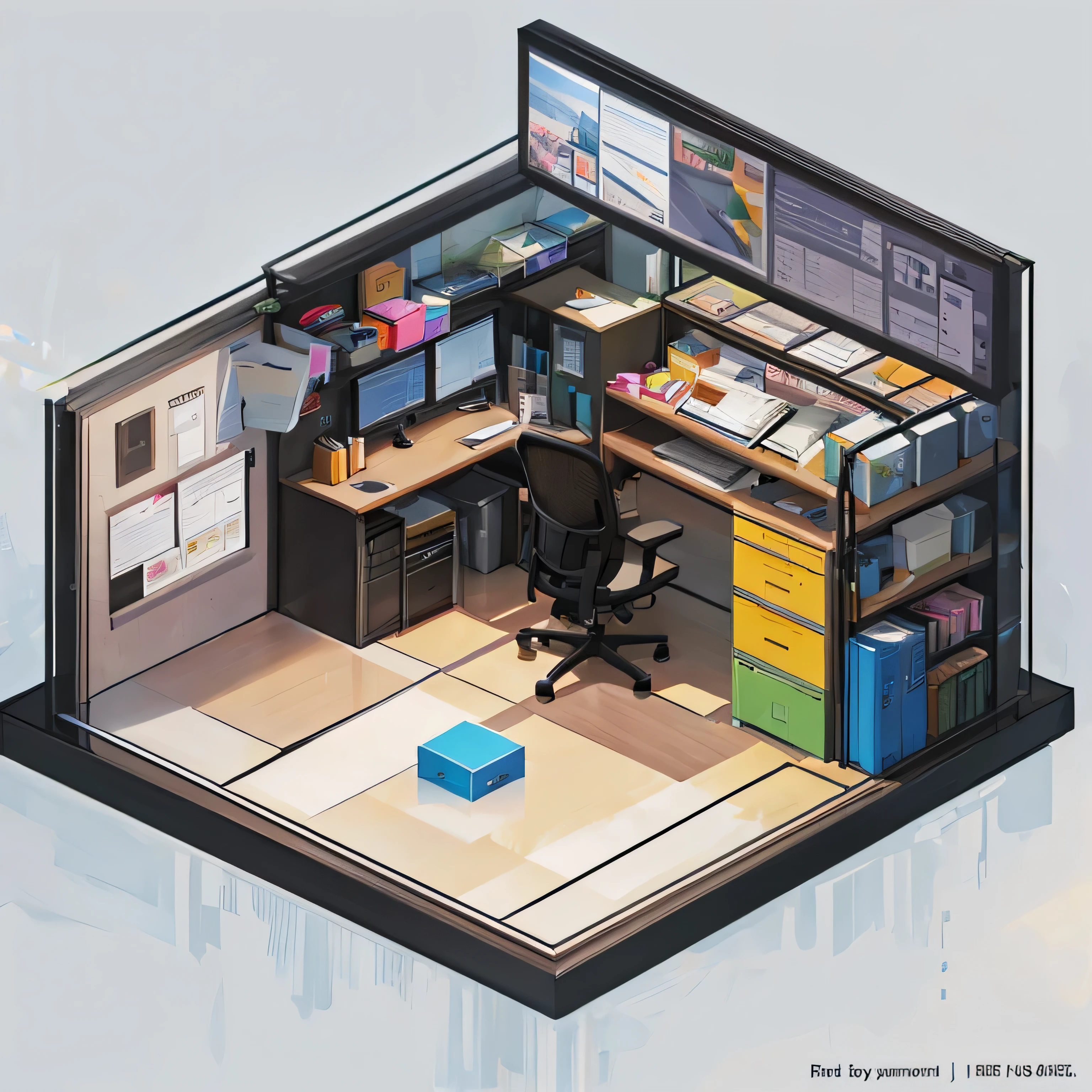 Quality first, Masterpiece in detail, Rich details, Isometric 8k, An Office, No People, Rich in color
