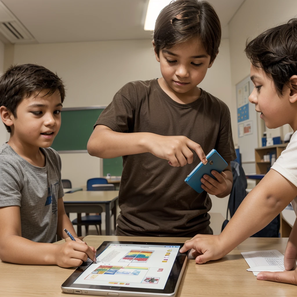 "Design an engaging image focusing on boys in various educational settings. Depict a diverse group of boys of different ages and backgrounds actively participating in a range of learning activities. Showcase scenes in modern classrooms, using both traditional tools like books and notebooks, and digital tools like laptops and tablets. Highlight collaborative projects, hands-on science experiments, and creative arts. The image should convey energy, curiosity, and the joy of learning, with a professional and appealing look suitable for Shutterstock."