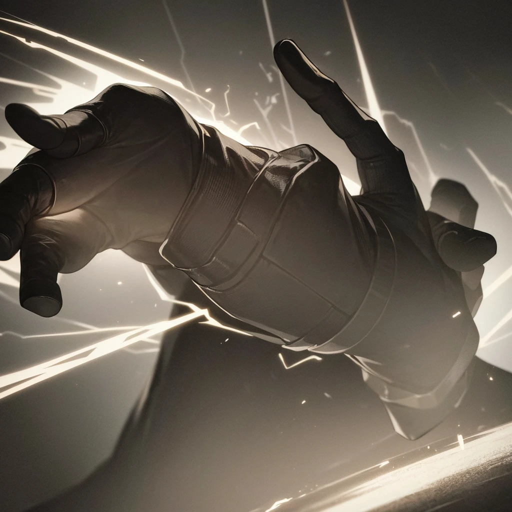 a man with a hand gun pose, electricity sparking from his fingertips, energy ball forming between middle and index fingers, cinematic detailed portrait, dramatic lighting, dystopian futuristic sci-fi setting, muted color palette, dark moody atmosphere, highly detailed, 8k, photorealistic