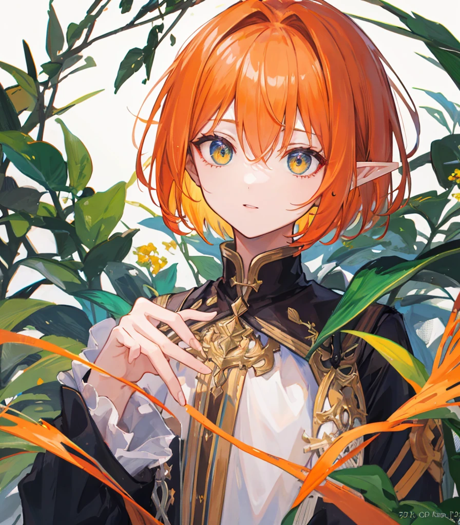 ((Highest quality)), ((masterpiece)), male,Bob Head,Orange hair,Elf,No text